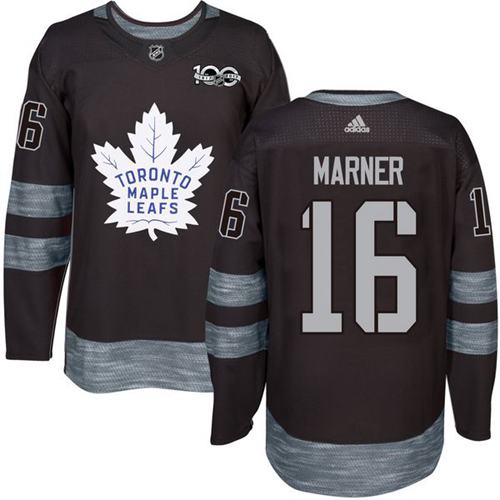 Adidas Maple Leafs #16 Mitchell Marner Black 1917-100th Anniversary Stitched NHL Jersey - Click Image to Close